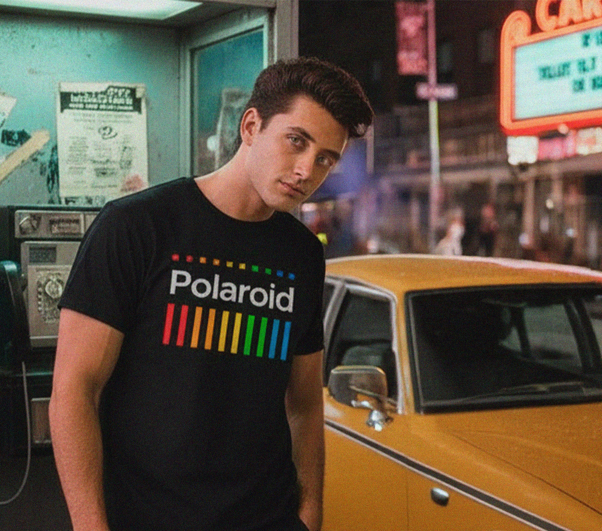 Retro Polaroid unisex t-shirt with color spectrum logo, vintage 80s 90s pop culture design - inUsuwal
