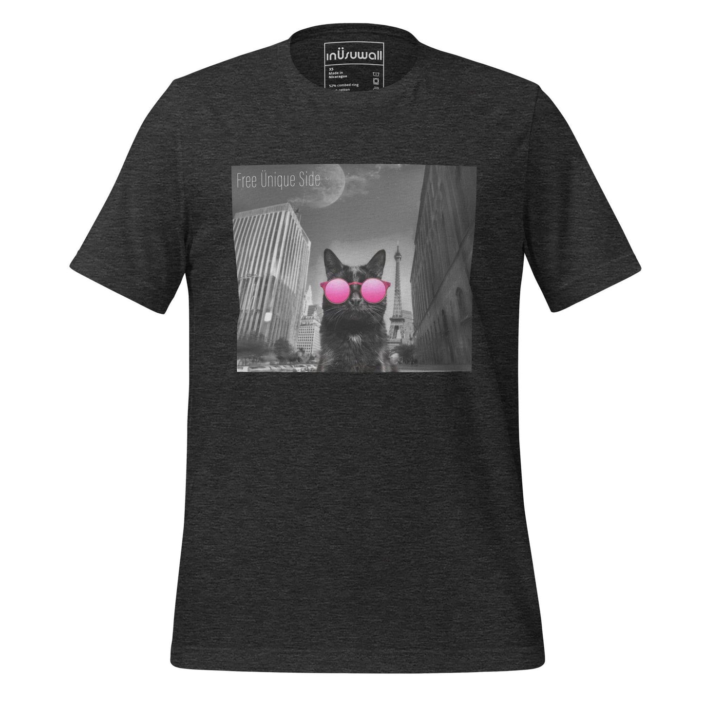 Camiseta unisex | Gato Negro con Gafas de Sol Rosas - inUsuwall